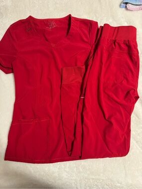 Women’s V-Neck Medical Scrub set in Red